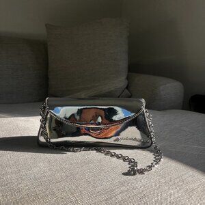 silver shoulder bag